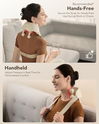 SKG HS500 FSA Eligible Cordless Neck Massager with Heat for Relief Deep Tissue, Shiatsu Shoulder Massager for Neck and Shoulder Relaxation, Father’s Day Dad Gifts, Gifts for Men Grandpa, HSA Eligible