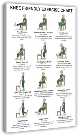 Knee Exercises for Seniors Gentle Knee Strength Mobility Friendly Chair Exercises Senior Fitness Canvas Poster Bedroom Decor Room Decor Frame 12x18inch
