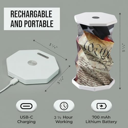 Origami Expanding Foldable LED Desk Lamp – USB Rechargeable & Portable - Dimmable Touch Control Light with Adjustable Height up to 5 1/2 for Office, Bedside - Sleek & Modern Design (We The People)
