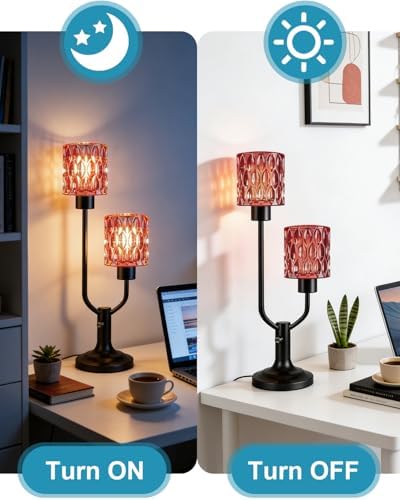 Lightdot Red Glass Vintage Lamp Mid Century Modern Table Lamp Dimmable Gift