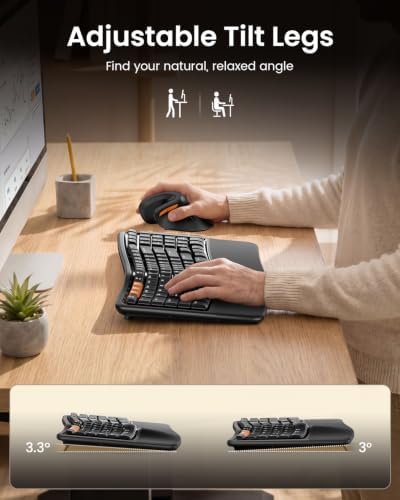 ProtoArc EK02 Wave Keys Ergonomic Wireless Keyboard - Black