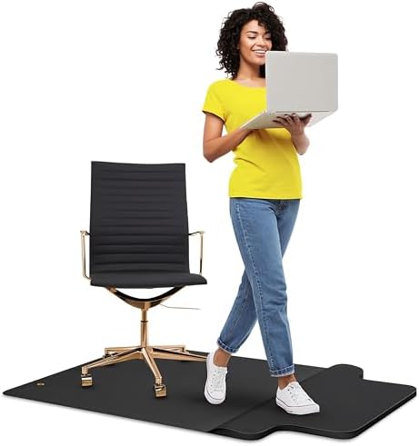 Office Chair Mat with Anti-Fatigue Footrest for Hardwood Floors 54” x 36”