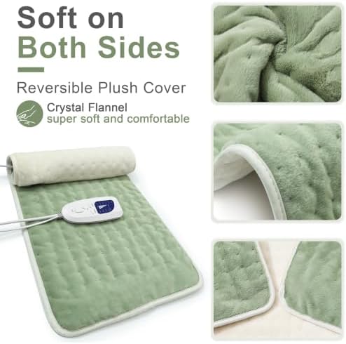 Heating Pad Electric Heat Pad, Hot Heated Pad,Multiple Temp and Timer Settings,Suitable for Shoulders, Neck, arms, Abdomen, Back, Legs, etc (Sage Green, 24"X12")