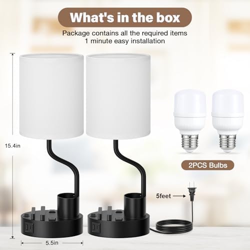 Fenmzee Bedside Lamps for Bedroom Set of 2 - Table Desk Lamp for Nightstand