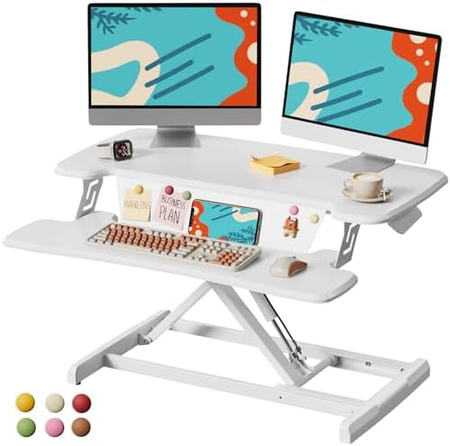 JOY worker Standing Desk Converter, 32" Height Adjustable Desk Riser, White