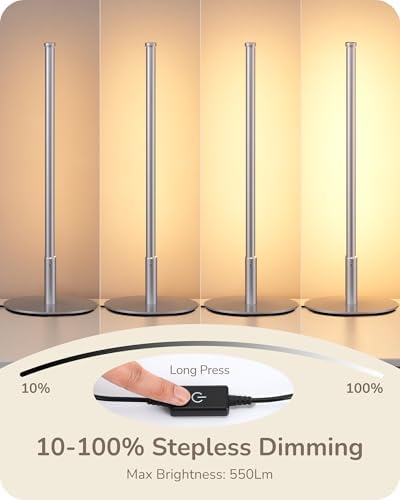 EDISHINE LED Table Lamp, Modern Desk Lamps for Living Room, Silver