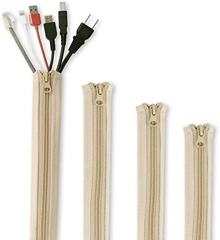 StangH Cable Management kit Sleeve Organizer, 19 Inch, 4 Pieces -Beige