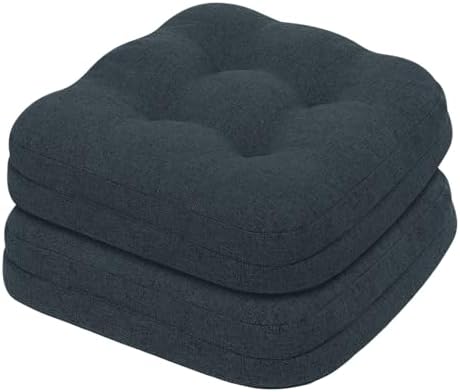 baibu 2-Layer Dining Chair Cushions, 2 Pack, 16.5 x 16.5 x 3.5 in,Navy Blue
