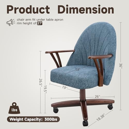 Chromcraft Bailey Swivel-Tilt Caster Dining Chair - Walnut - River - 6pc