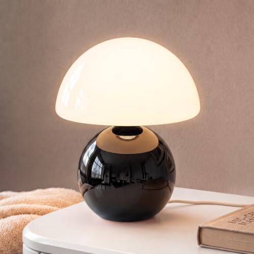 Dawnwake Mushroom Lamp Table Lamp for Bedroom-Small Desk Table Lamps,Black