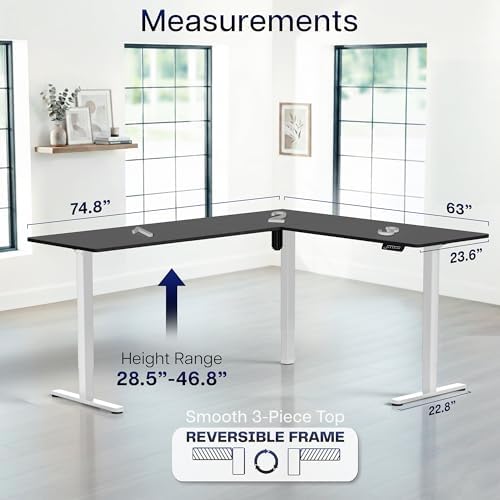 VIVO Black 75 x 63 in Corner Standing Desk, DESK-E3CTWB-75