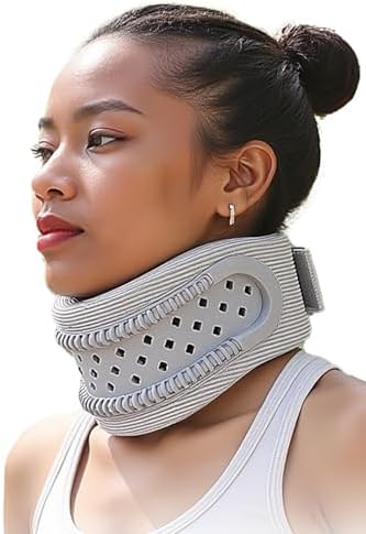 Neck Brace for Neck Pain and Support, Neck Support for Pain Breathable Cervicorrect Brace Adjustable Soft Silicone Foam, Cervical Collar for Sleeping, Relieving Spinal Pressure (Grey)