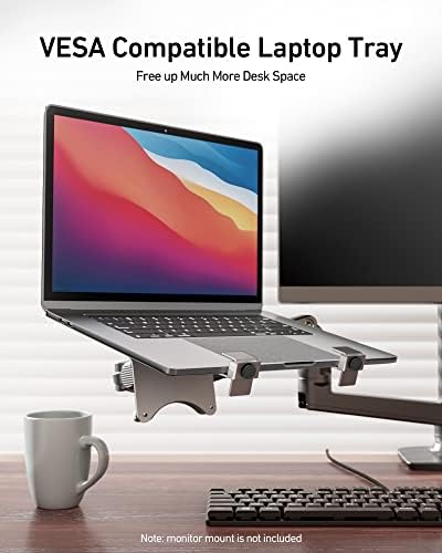 ergounion VESA Laptop Tray for Monitor Mount, Holds Laptops up to 17.3 Inches and 28.6 lbs, Fits 100x100mm VESA, Notebook Tray Office Desk Accessories, Silver