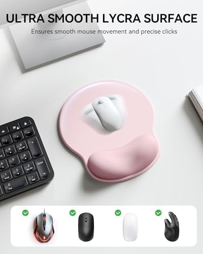 Laborio Ergonomic Mouse Pad with Wrist Rest for Desktop(2 Pack, Light Pink)