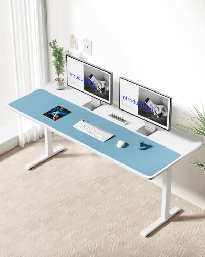 YSAGi Leather Desk Pad Protector, Office Desk Mat, Large Mouse Pad, Non-Slip PU Leather Desk Blotter, Laptop Desk Pad, Waterproof Desk Writing Pad for Office and Home (Sea Blue,55" x 17.2")
