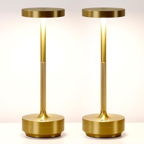 Cordless Table Lamp Rechargeable, 72h Battery Powered Table Light, 2 Gold
