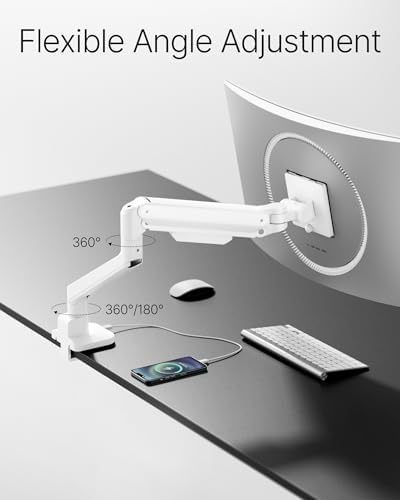 monTEK Deluxe Aluminum Monitor Arm with USB A/C for 17 to 40 Inch Screens
