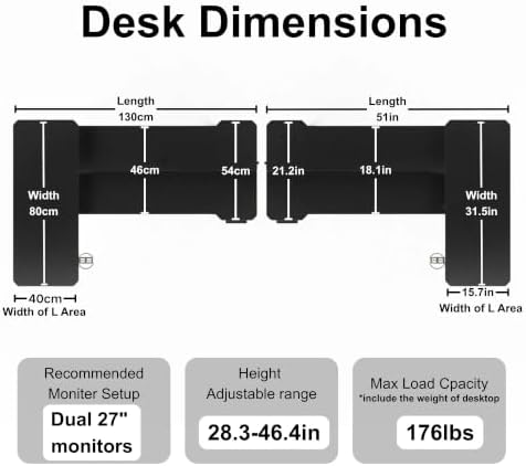 Acrolix L Shaped Electric Standing Desk,51x31.5 Reversible,Oak