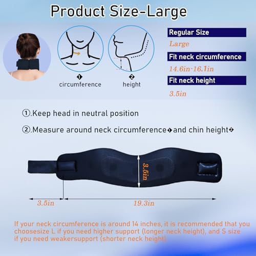 leeveel Neck Brace Cervical Collar,Soft Neck Support Relief Pain & Pressure in Spine for Women & Men,Adjustable Cervical Collar for Sleeping,Travelling,Office (L-19.3"X3.5")