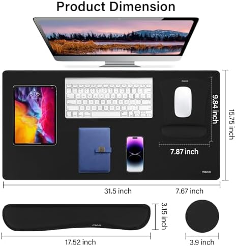 MOSISO Keyboard Mouse Pad Set, Large Gaming Mousepad&Keyboard Wrist Rest