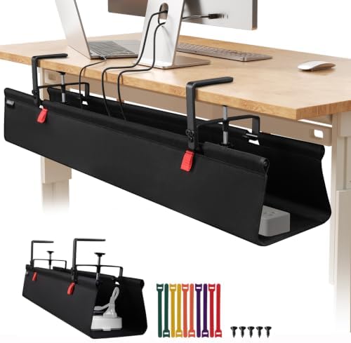 Under Desk Cable Management Tray No Drill,48Inch Cable Management,Black