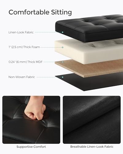 SONGMICS Small Folding Storage Ottoman, 12.2 x 16.1 x 12.2 Inches