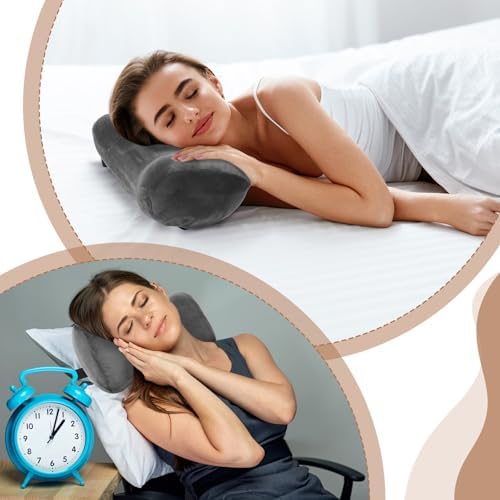 Youyole Car Neck Pillow for Driving Seat 11.8 x 7.87 x 4.7 Inches Office & Gaming Chair Neck Support Pillow Memory Foam with Strap Velvet Cover for Car Driving and Desk Use(Gray)