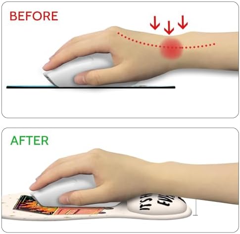 Cat Mouse Pad with Wrist Rest Funny Cute Ergonomic Mousepad Middle Concave