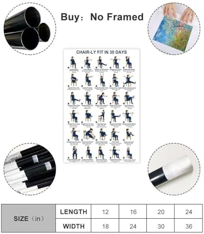 30 Day Chair Workout Challenge Seated Exercise Chart No Equipment Office Chair Routine Fitness Canvas Poster Bedroom Decor Room Decor Unframe 24x36inch