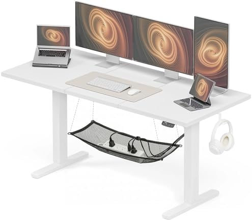 Acrolix 63x24 Electric Standing Desk with Cable Net, White