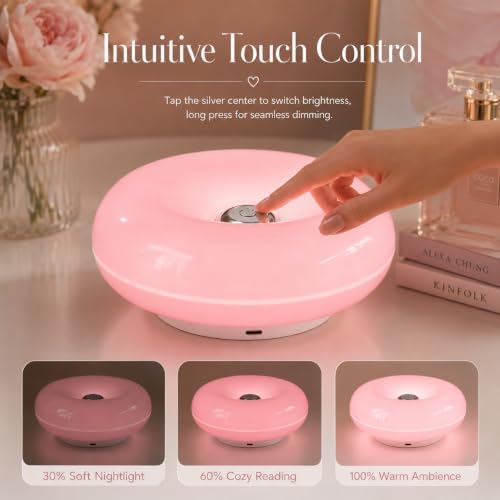 Pink Donut Lamp,Rechargeable,Pink Ambient Light,Bedroom Decor Gift