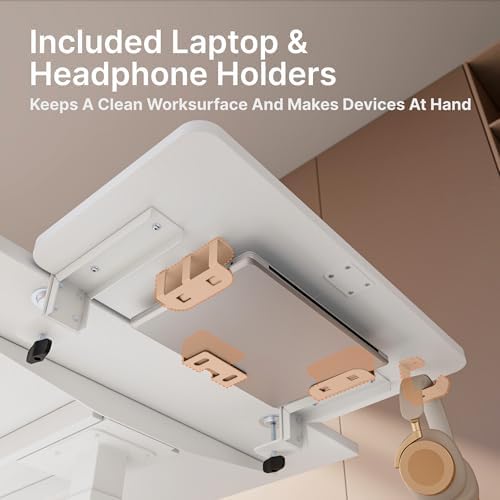 PEGZONE Desk Extender Tray, 24" x 12", with Laptop Holder, Medium, White