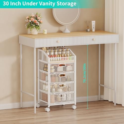 HapiRm Rolling Makeup Cart Organizer - Desk Vanity Storage Cart on Wheels