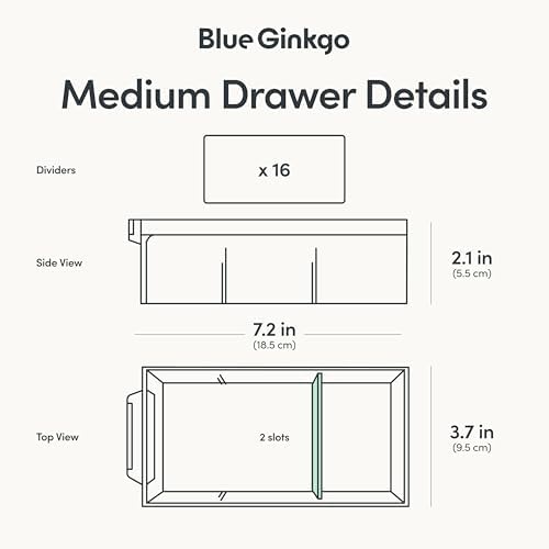 Blue Ginkgo 16-Drawer Storage Cabinet Organizer, Grey, Made in Korea