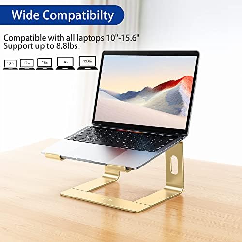 BESIGN LS03 Aluminum Laptop Stand, Ergonomic Detachable Computer Stand, Notebook Riser, Laptop Mount Compatible with Air, Pro, Dell, HP, Lenovo More 10-15.6" Laptops, Gold