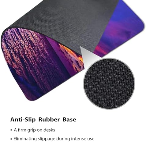 9.5x7.9 Inch Office/Gaming Mouse Pad, Vibrant Purple Ocean Colorful Dramatic Tropical Sunset Seascape, Cute Anti-Slip Mat for Desk Decor