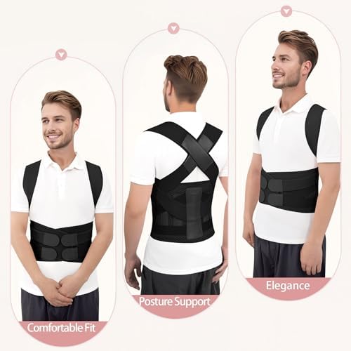 Posture Corrector Back Brace for Women and Men Lightweight Adjustable Comfortable Back Straightener Support Helps Reduce (Black, Large)