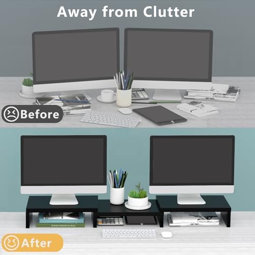 TAVR Monitor Stand Riser, Office Desktop Organizer Stand for 2 Monitors