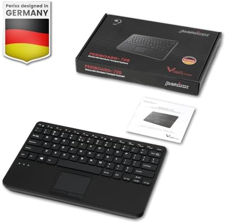 Perixx PERIBOARD-725 Wireless Keyboard with Touchpad - Multi-Device Connection with 2.4G and Bluetooth - Silent Scissor Keys - 11.18x7.17x1.1 Inches Dimension - US English