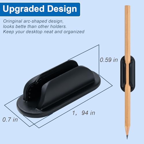 Adhesive Pencil Holders for Desk,Silicone Flexible Pen Holder for Wall, Office, School,Home,Classroom Must Haves,Teacher Essentials Accessories,Desk Organizer (80, Black)