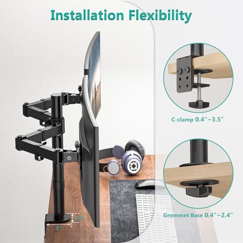 WALI Articulating Dual Monitor Stand for 13-27 inch Screens, 22 lbs per Arm