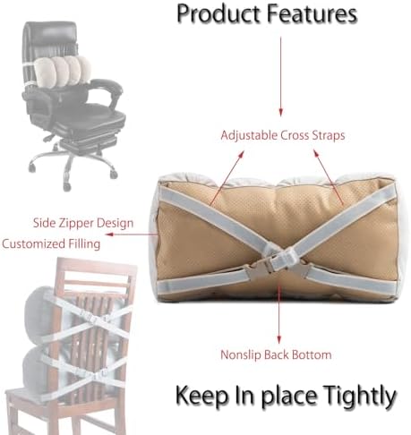 ALIBO Nonslip Recliner Lumbar Support Roll with Decorative Striped Flower Adjustable Low Back Pain Relief Pillow for Office Chair,Sofa,Car,and Travel Lumbar Pillow with Strap,17.3"X8.6"X5