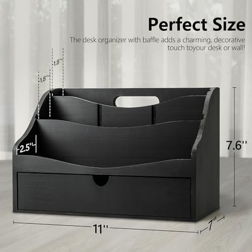 Rebee Vision Mail Organizer for Desk with Drawer for Store Jewelry, Black
