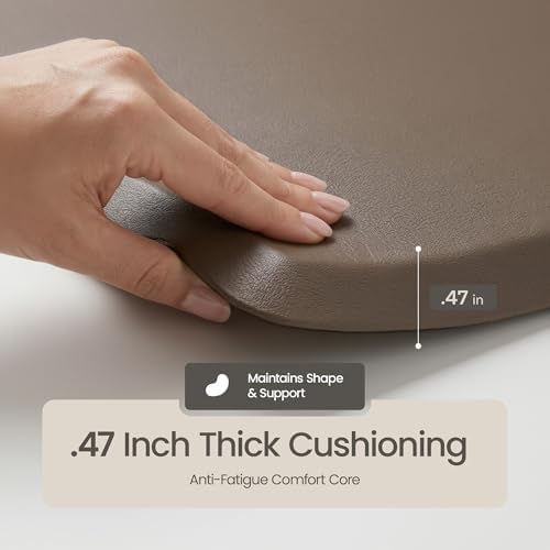 Anti Fatigue Kitchen Mats for Floor | Padded Kitchen Rugs | Non Slip, Cushioned Standing Desk Mat | Waterproof Floor Mat for Home and Office | 17.3" x 28" X 0.47", Brown, 1-Pack | More Décor
