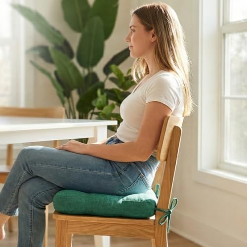 baibu Dining Chair Cushions, 4 Pack, 16.5 x 16.5 x 3.5 in, Turquoise Green