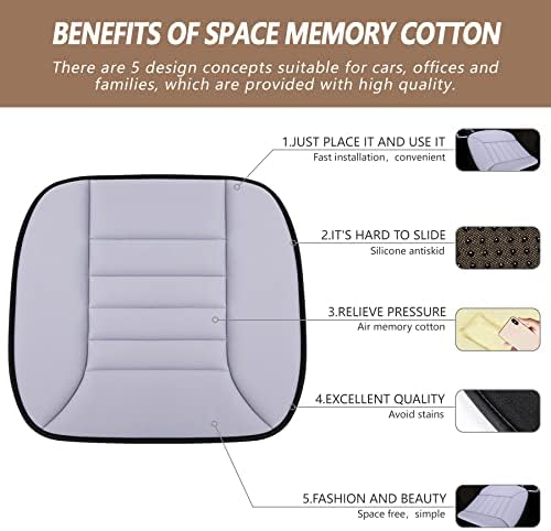 MYFAMIREA Car Seat Cushion Pad 1.2" Thick Comfort Seat Protector for Car Driver Seat Office Chair Home Use Memory Foam Seat Cushion with Non Slip Bottom, 20'' x 18.5'', Gray