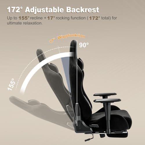 Symino Ergonomic Gaming Chair with 155° Recline & Footrest