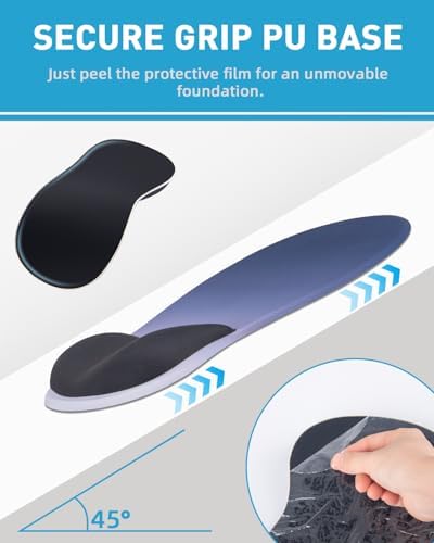 Ergonomic Mouse Pad with Wrist Rest, Mousepad with Memory Foam Support for Pain Relief, Non-Slip Base for Computer, Laptop, Office & Home, 10.2 x 7.5 in