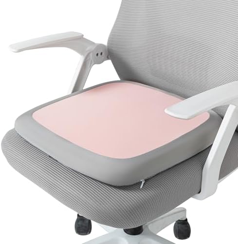 SheRest Office Chair Cushion with Straps, Memory Foam Seat Cushion with Removable Cover, Suitable for Office Chairs, Car Seats, and Airplane Seats, Pink, X-Large