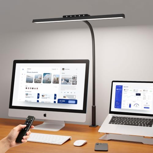 18W Clamp LED Desk Lamp for Puzzle, 16.5" Gooseneck, 3 Color Dimmable